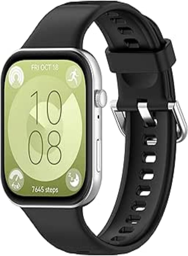 NESLIN Band Compatible with Huawei Watch Fit 3 2024 Strap, Breathable Silicone Soft Band Comfortable Strap Replacement for Huawei Watch Fit 3 Band Men Women (Black)